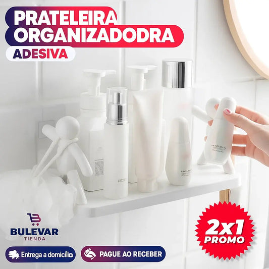 ORGANIZADOR DE PRATELEIRAS ADESIVO 2X1 PARA BANHEIRO
