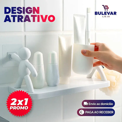 ORGANIZADOR DE PRATELEIRAS ADESIVO 2X1 PARA BANHEIRO