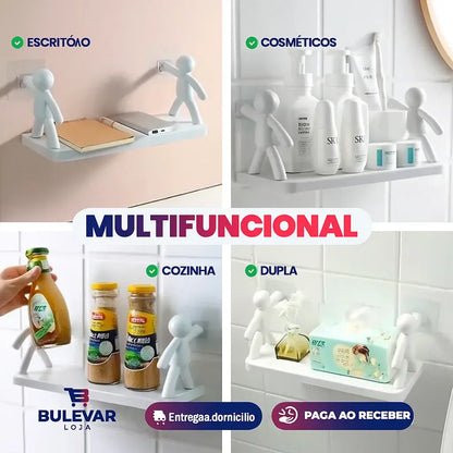 ORGANIZADOR DE PRATELEIRAS ADESIVO 2X1 PARA BANHEIRO
