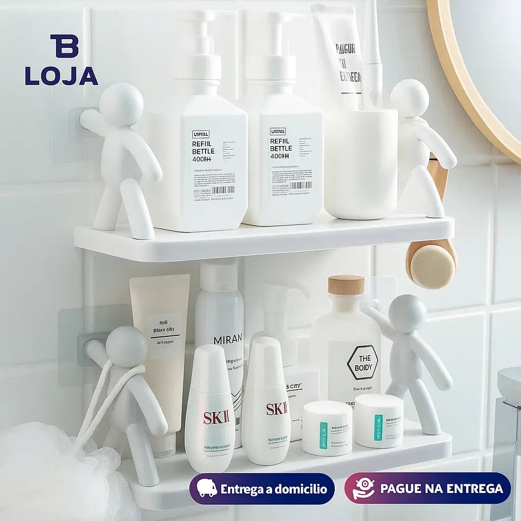 ORGANIZADOR DE PRATELEIRAS ADESIVO 2X1 PARA BANHEIRO
