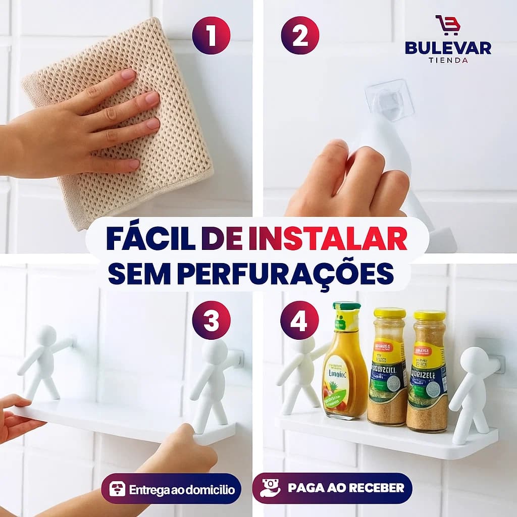 ORGANIZADOR DE PRATELEIRAS ADESIVO 2X1 PARA BANHEIRO